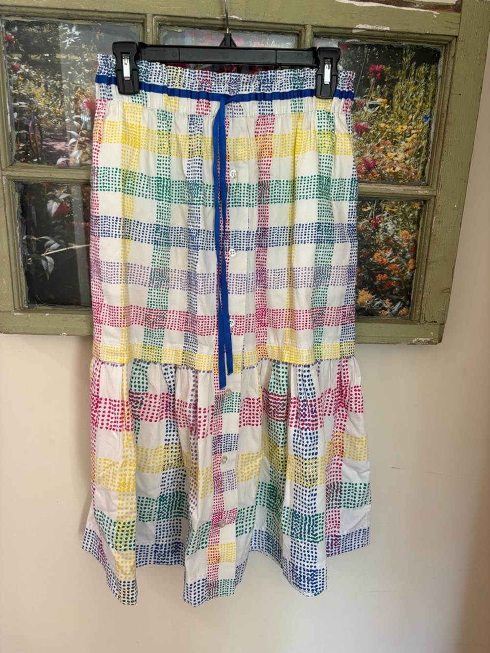 EUC Mira Mikati Check Print Midi Skirt